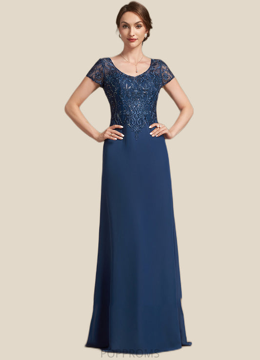 Savannah A-Line V-neck Floor-Length Chiffon Lace Mother of the Bride Dress With Sequins PP6126P0014938