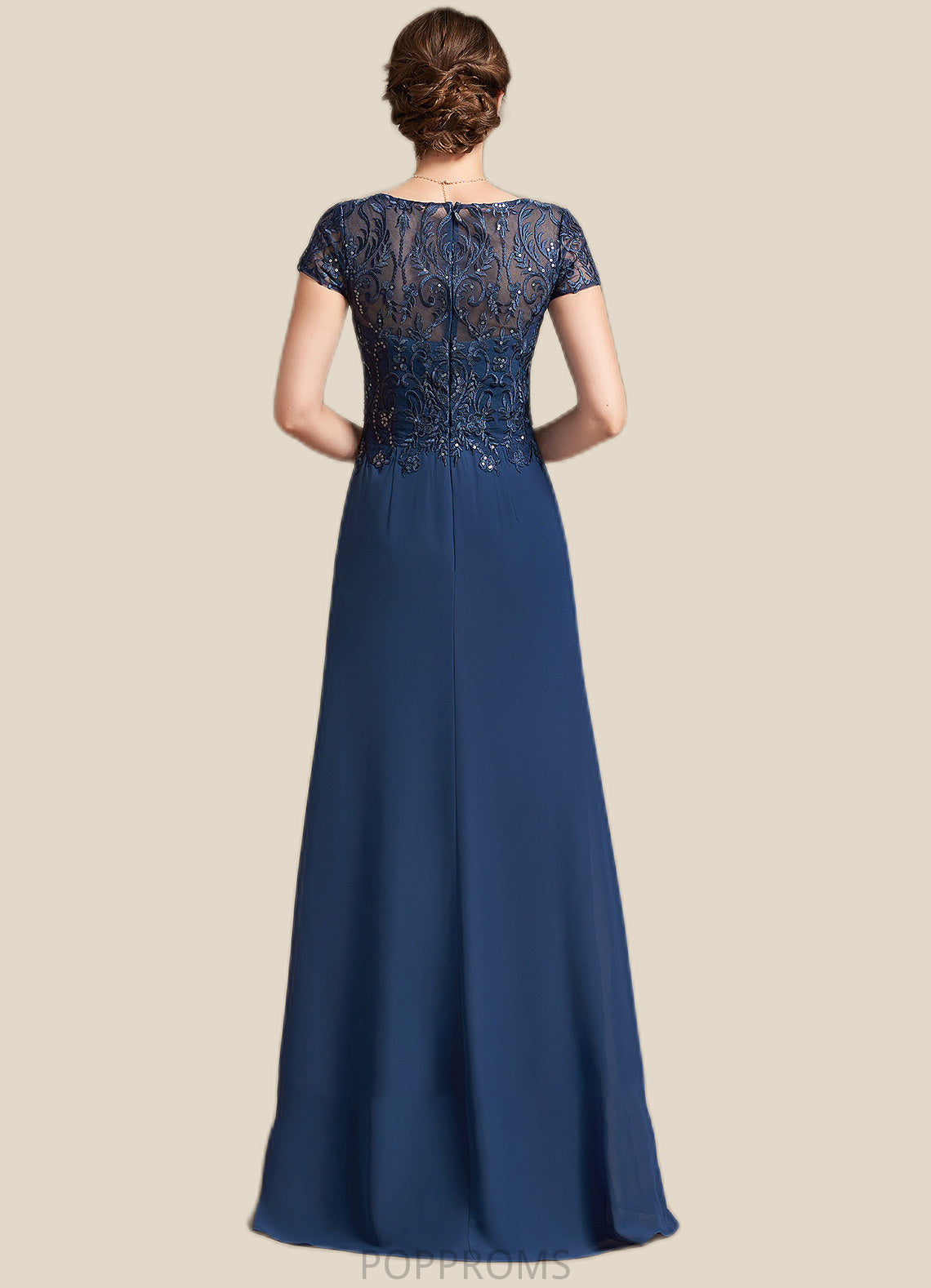 Savannah A-Line V-neck Floor-Length Chiffon Lace Mother of the Bride Dress With Sequins PP6126P0014938