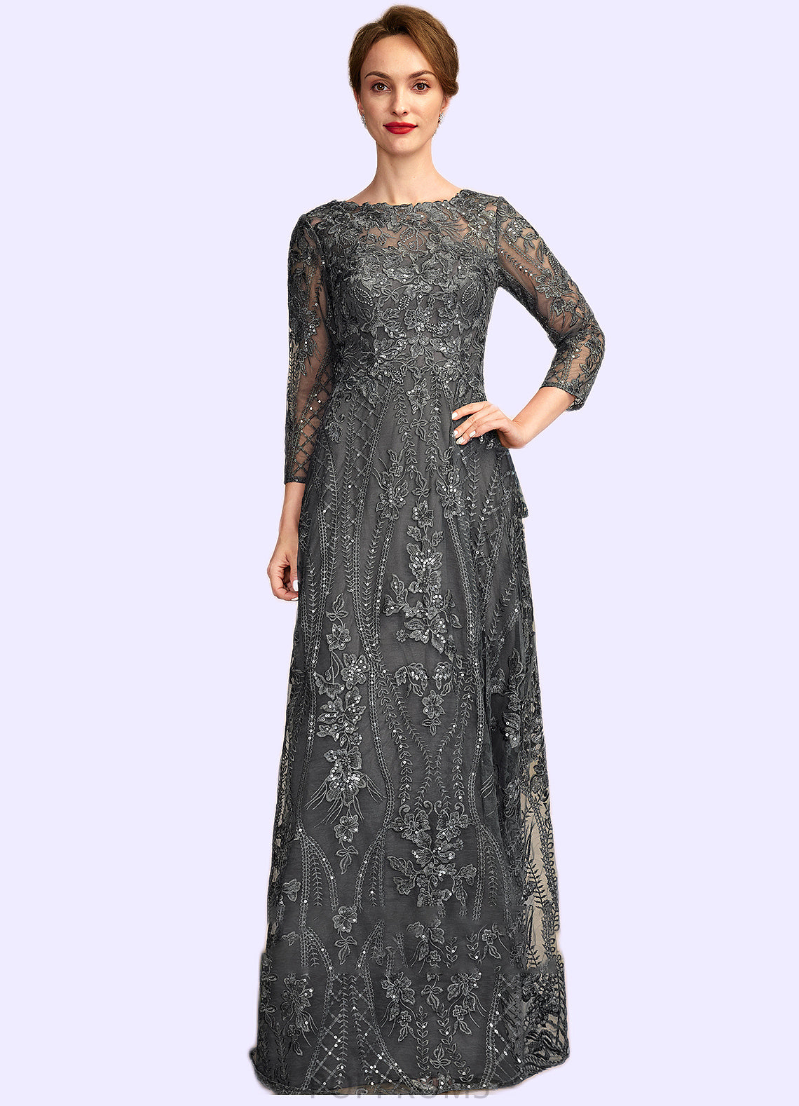 Ashtyn A-Line Scoop Neck Floor-Length Lace Mother of the Bride Dress With Sequins PP6126P0014939