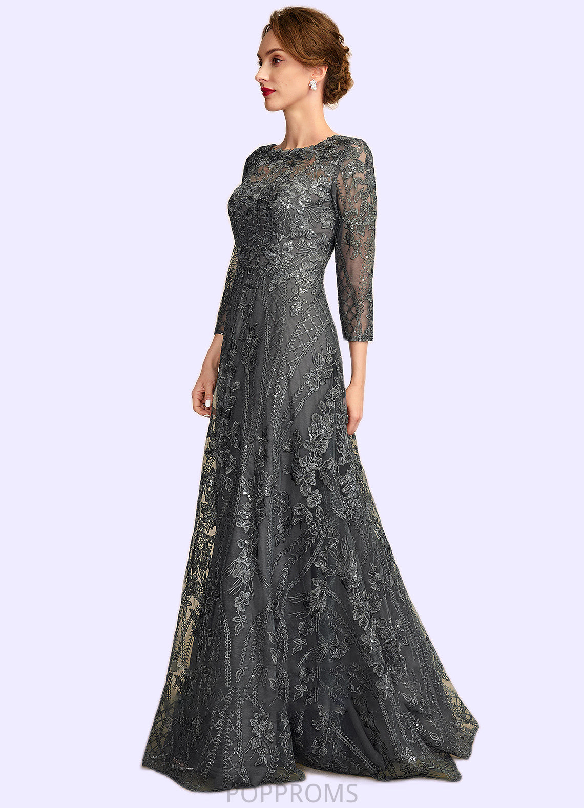 Ashtyn A-Line Scoop Neck Floor-Length Lace Mother of the Bride Dress With Sequins PP6126P0014939