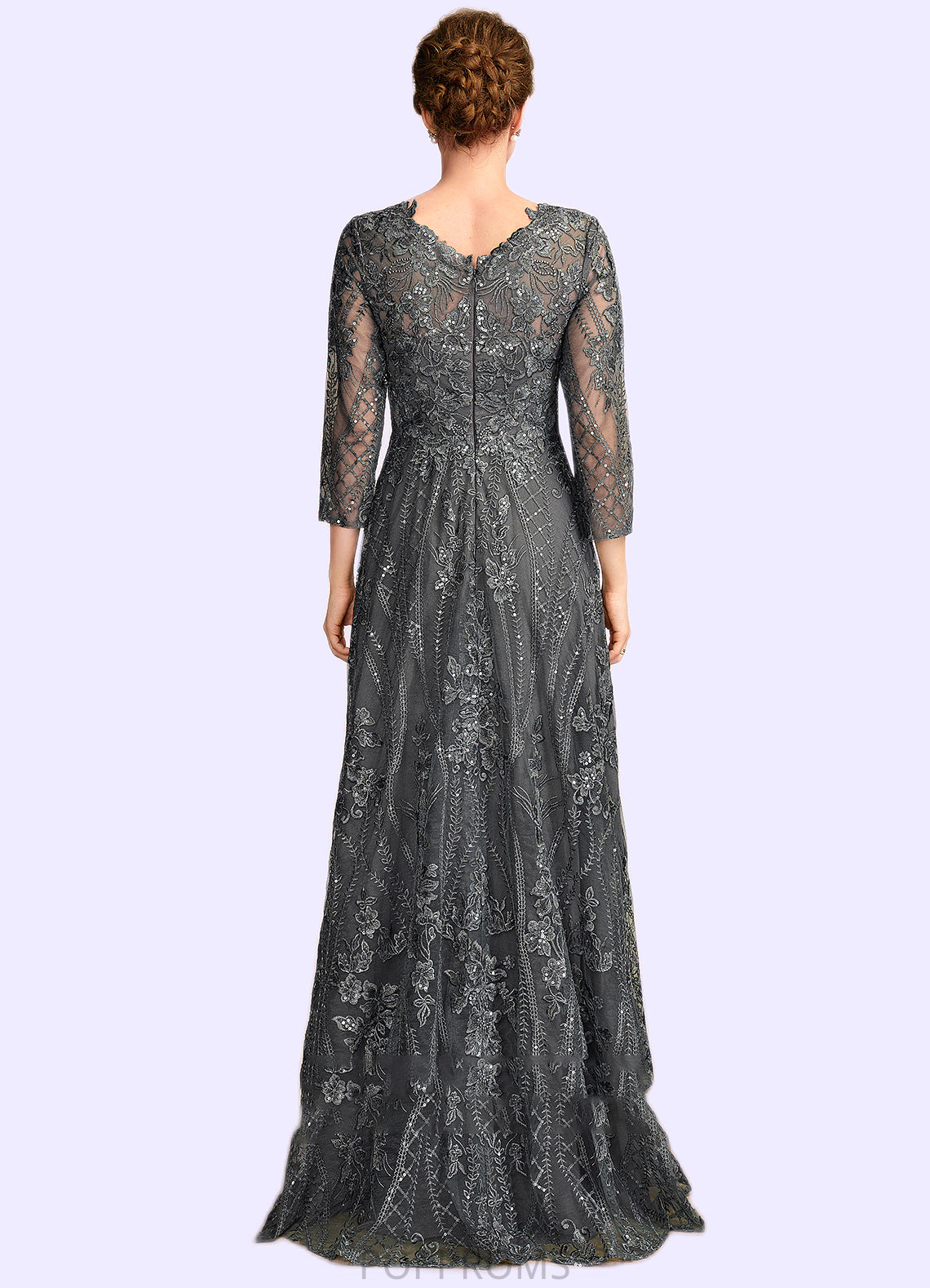 Ashtyn A-Line Scoop Neck Floor-Length Lace Mother of the Bride Dress With Sequins PP6126P0014939