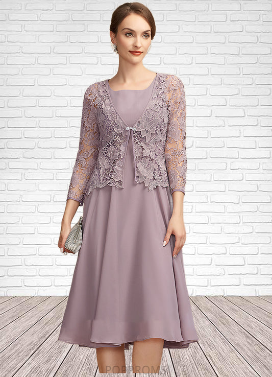 Kaylynn A-Line Square Neckline Knee-Length Chiffon Mother of the Bride Dress PP6126P0014940