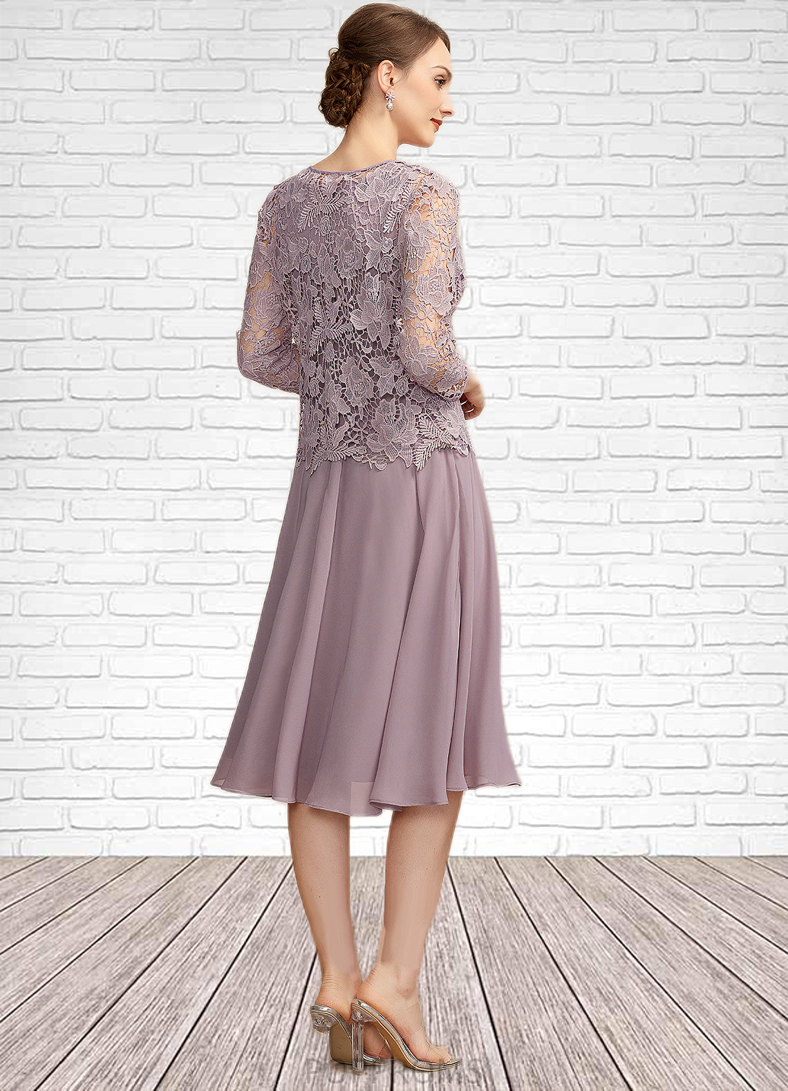 Kaylynn A-Line Square Neckline Knee-Length Chiffon Mother of the Bride Dress PP6126P0014940