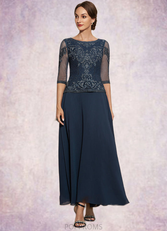 Kiera A-Line Scoop Neck Ankle-Length Chiffon Lace Mother of the Bride Dress PP6126P0014942