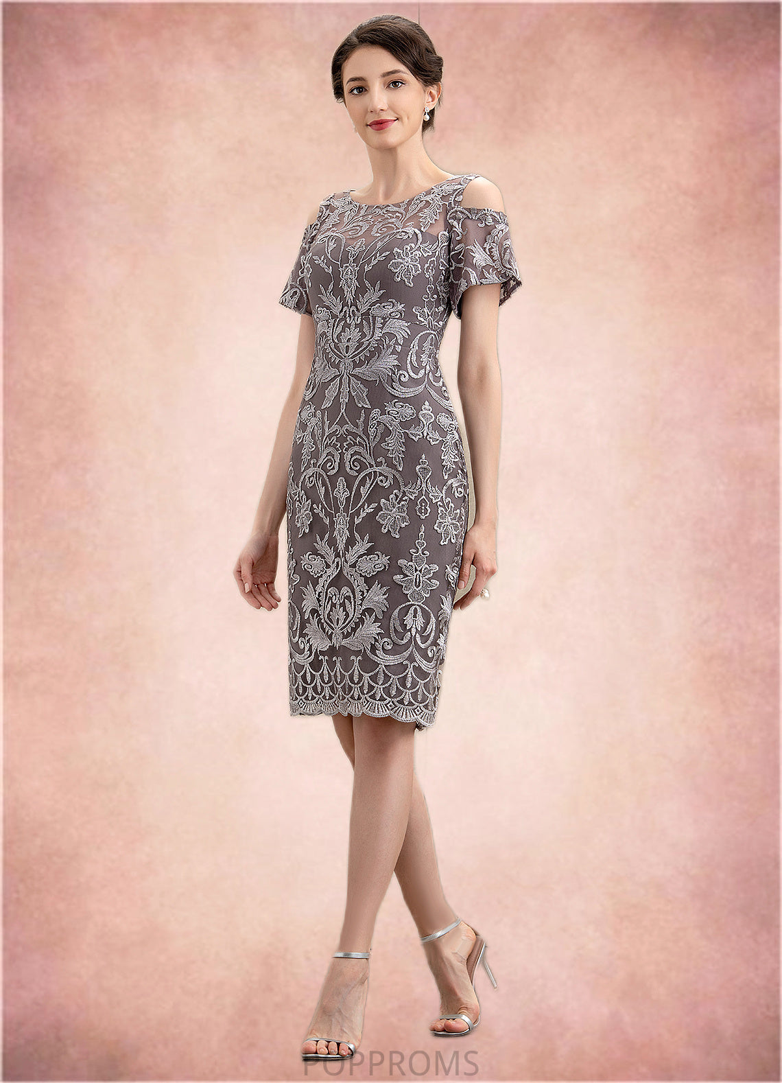 Bella Sheath/Column Scoop Neck Knee-Length Lace Mother of the Bride Dress PP6126P0014944