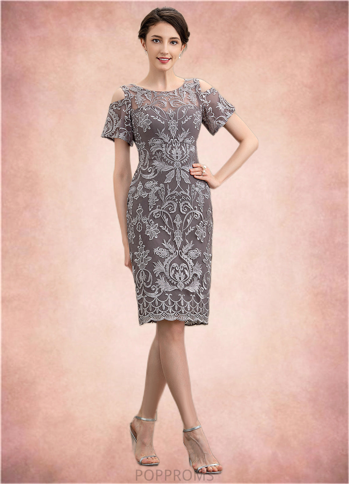 Bella Sheath/Column Scoop Neck Knee-Length Lace Mother of the Bride Dress PP6126P0014944