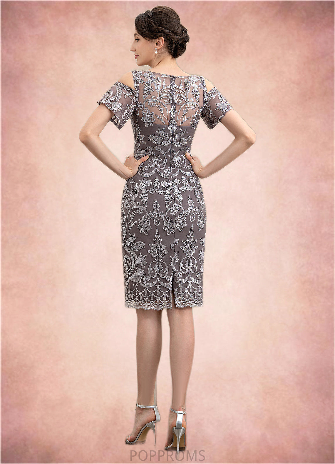 Bella Sheath/Column Scoop Neck Knee-Length Lace Mother of the Bride Dress PP6126P0014944