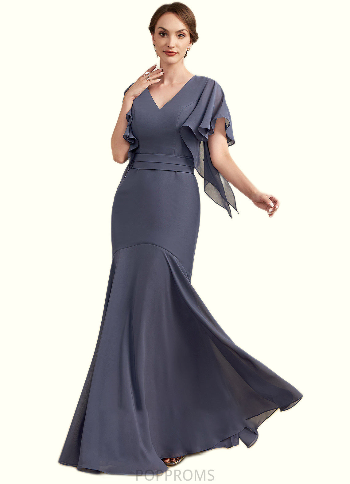 Avery Trumpet/Mermaid V-neck Floor-Length Chiffon Mother of the Bride Dress PP6126P0014951