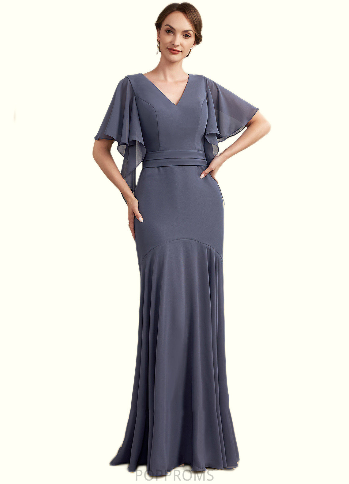 Avery Trumpet/Mermaid V-neck Floor-Length Chiffon Mother of the Bride Dress PP6126P0014951