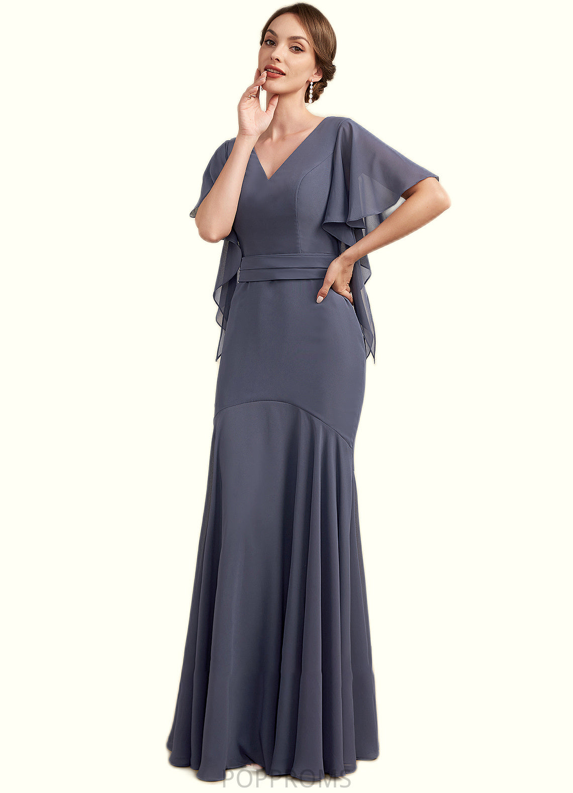 Avery Trumpet/Mermaid V-neck Floor-Length Chiffon Mother of the Bride Dress PP6126P0014951