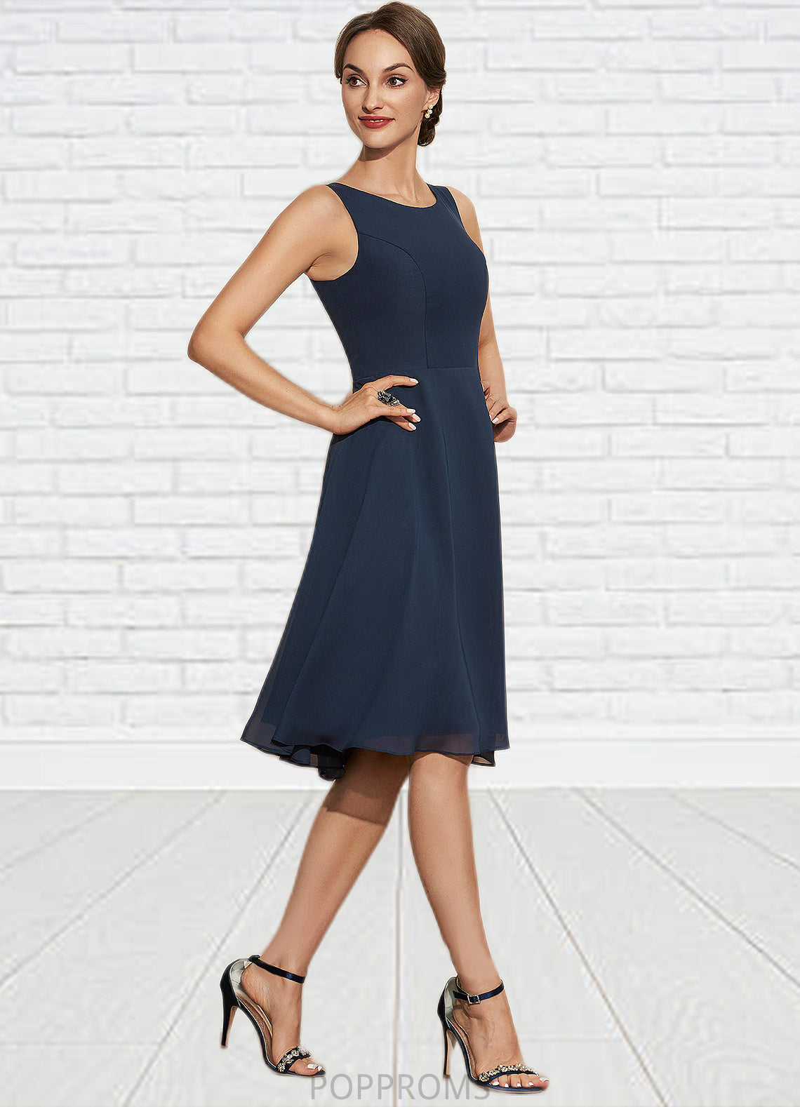 Jaidyn A-Line Scoop Neck Knee-Length Chiffon Mother of the Bride Dress PP6126P0014957