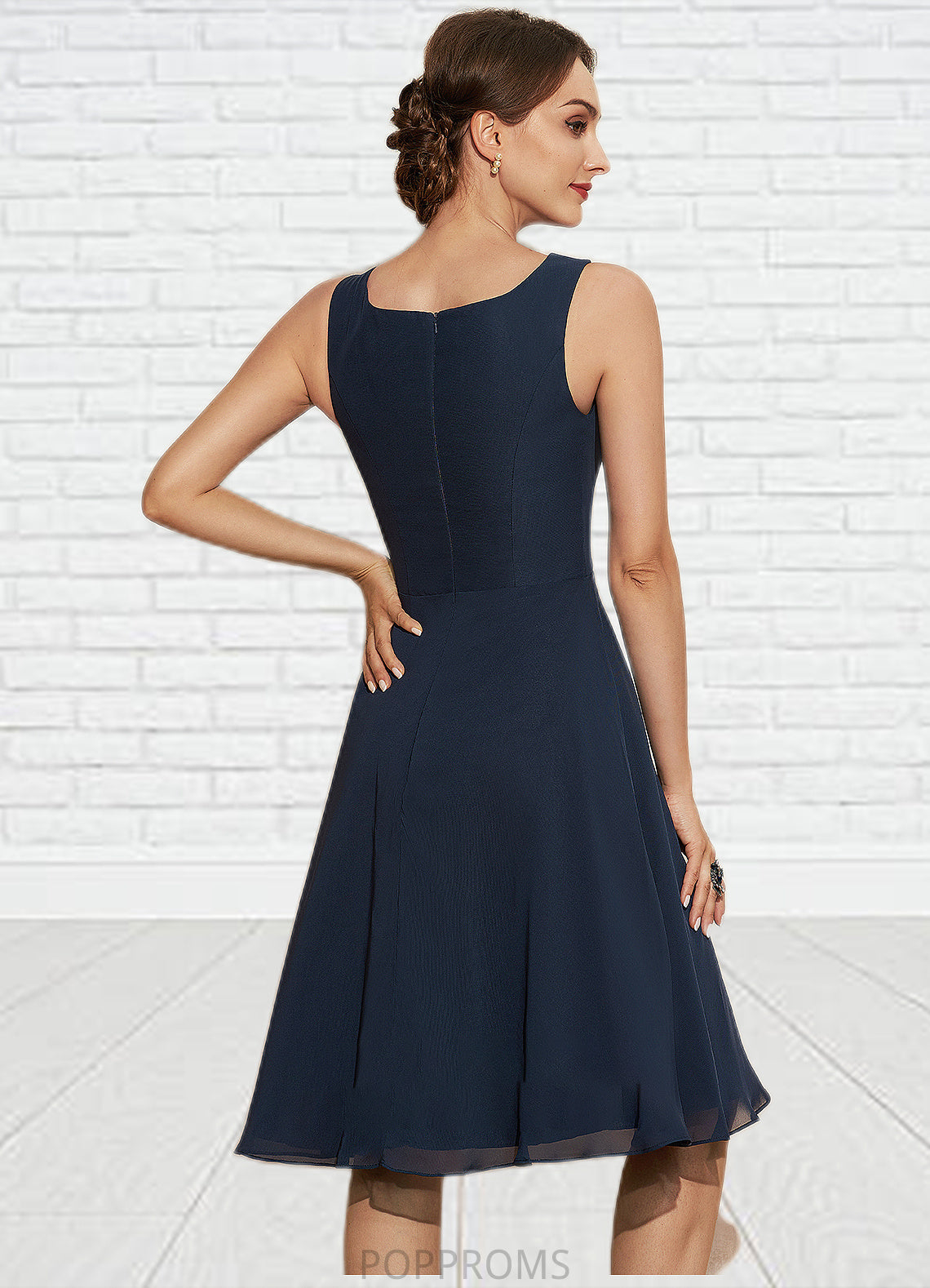 Jaidyn A-Line Scoop Neck Knee-Length Chiffon Mother of the Bride Dress PP6126P0014957