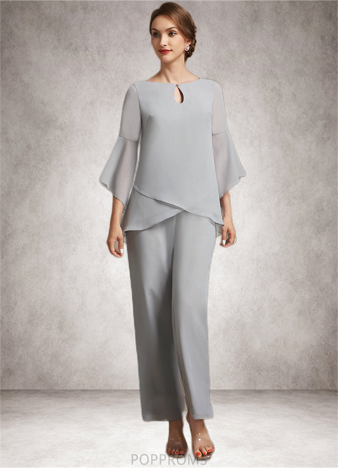 Justice Jumpsuit/Pantsuit Scoop Neck Ankle-Length Chiffon Mother of the Bride Dress PP6126P0014958