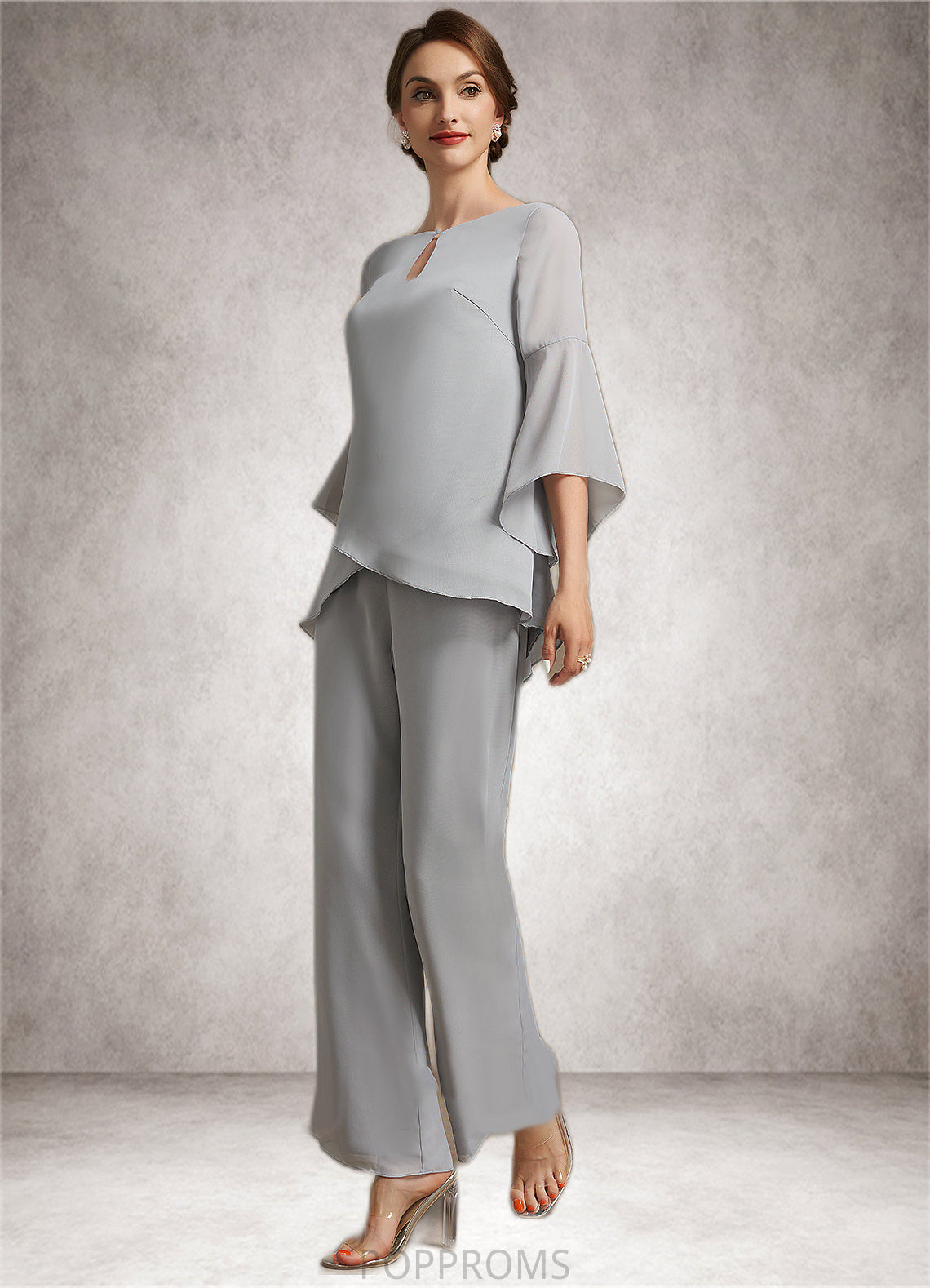 Justice Jumpsuit/Pantsuit Scoop Neck Ankle-Length Chiffon Mother of the Bride Dress PP6126P0014958