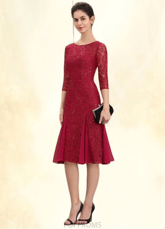 Cora A-Line Scoop Neck Knee-Length Lace Mother of the Bride Dress With Sequins PP6126P0014961