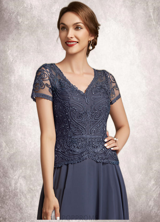 Elizabeth A-Line V-neck Floor-Length Chiffon Lace Mother of the Bride Dress With Sequins PP6126P0014964