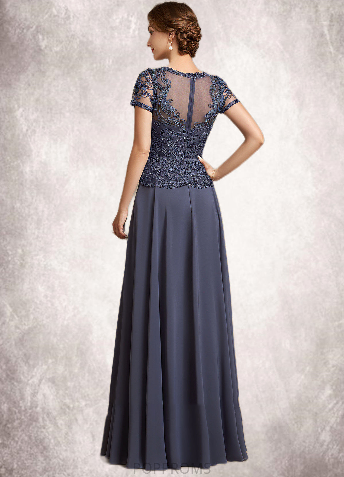 Elizabeth A-Line V-neck Floor-Length Chiffon Lace Mother of the Bride Dress With Sequins PP6126P0014964