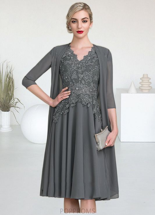 Judith A-Line V-neck Knee-Length Mother of the Bride Dress With Beading PP6126P0014965