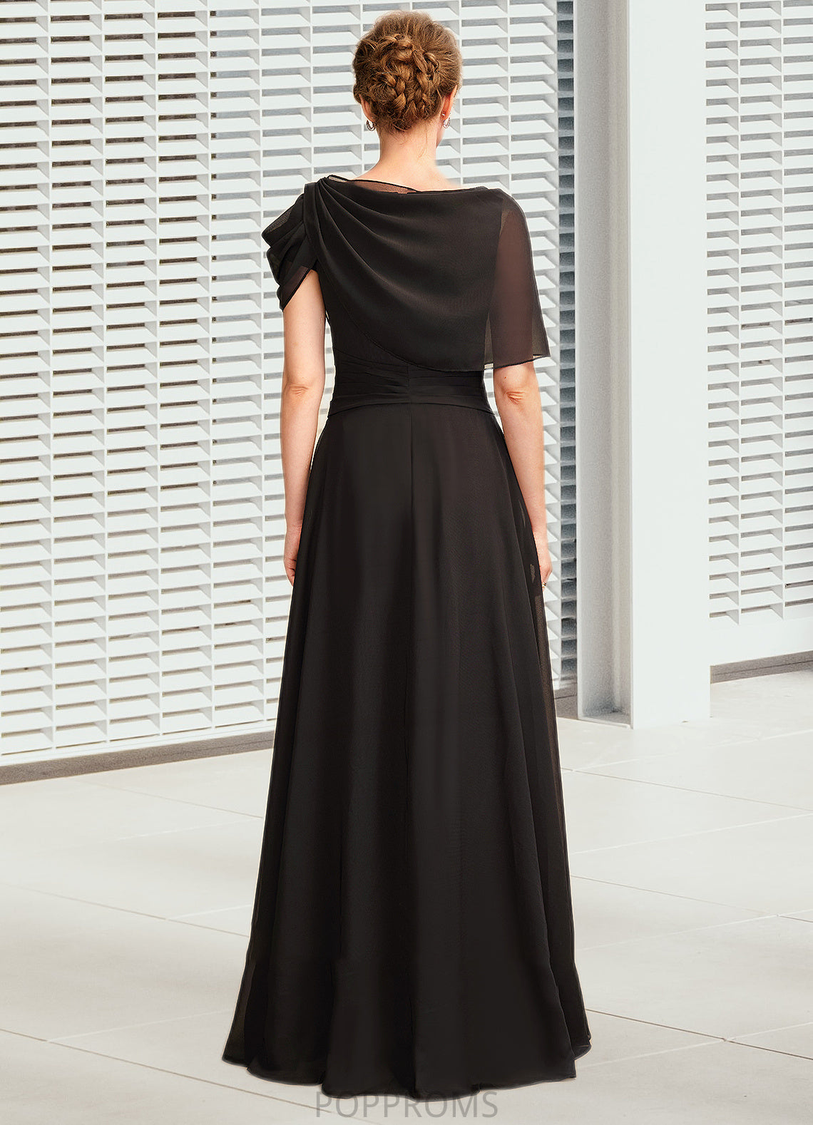 Jazmyn A-Line Scoop Neck Floor-Length Chiffon Mother of the Bride Dress With Ruffle Beading PP6126P0014970