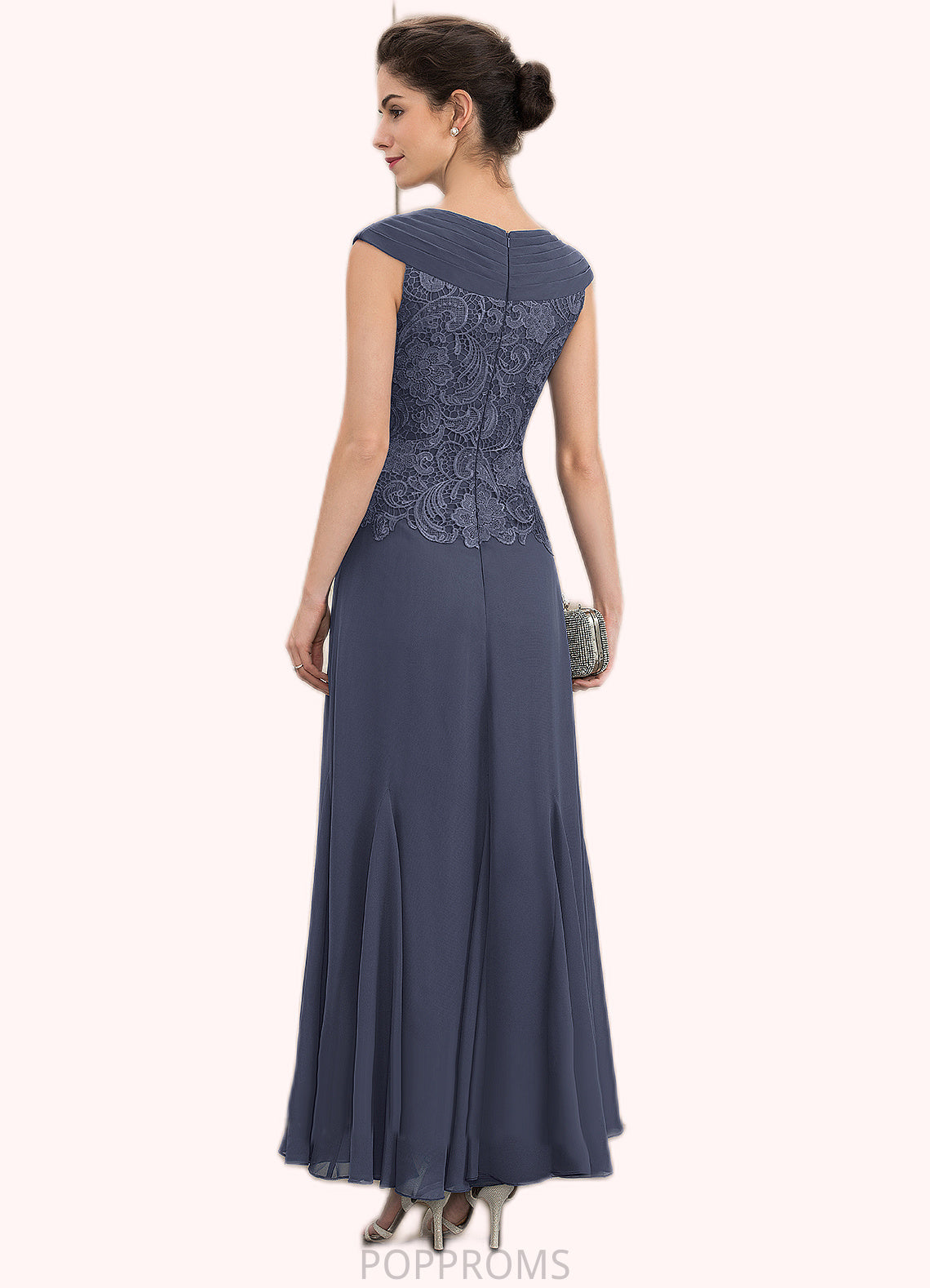 Nola A-Line V-neck Ankle-Length Chiffon Lace Mother of the Bride Dress With Ruffle Beading PP6126P0014971