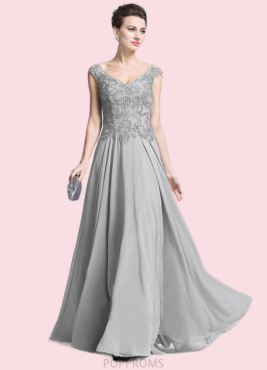 Charlee A-Line V-neck Floor-Length Chiffon Mother of the Bride Dress With Appliques Lace PP6126P0014974