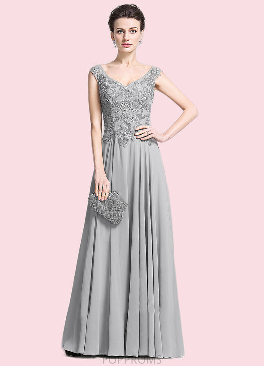 Charlee A-Line V-neck Floor-Length Chiffon Mother of the Bride Dress With Appliques Lace PP6126P0014974