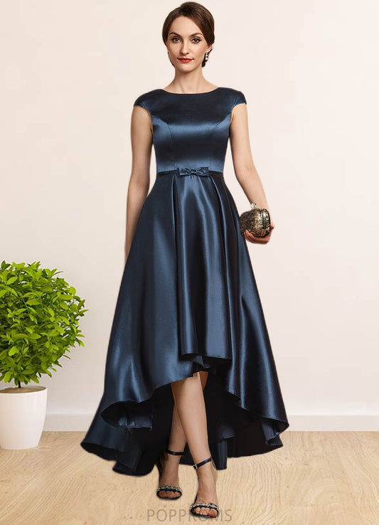 Janae A-Line Scoop Neck Asymmetrical Satin Mother of the Bride Dress With Bow(s) Pockets PP6126P0014976