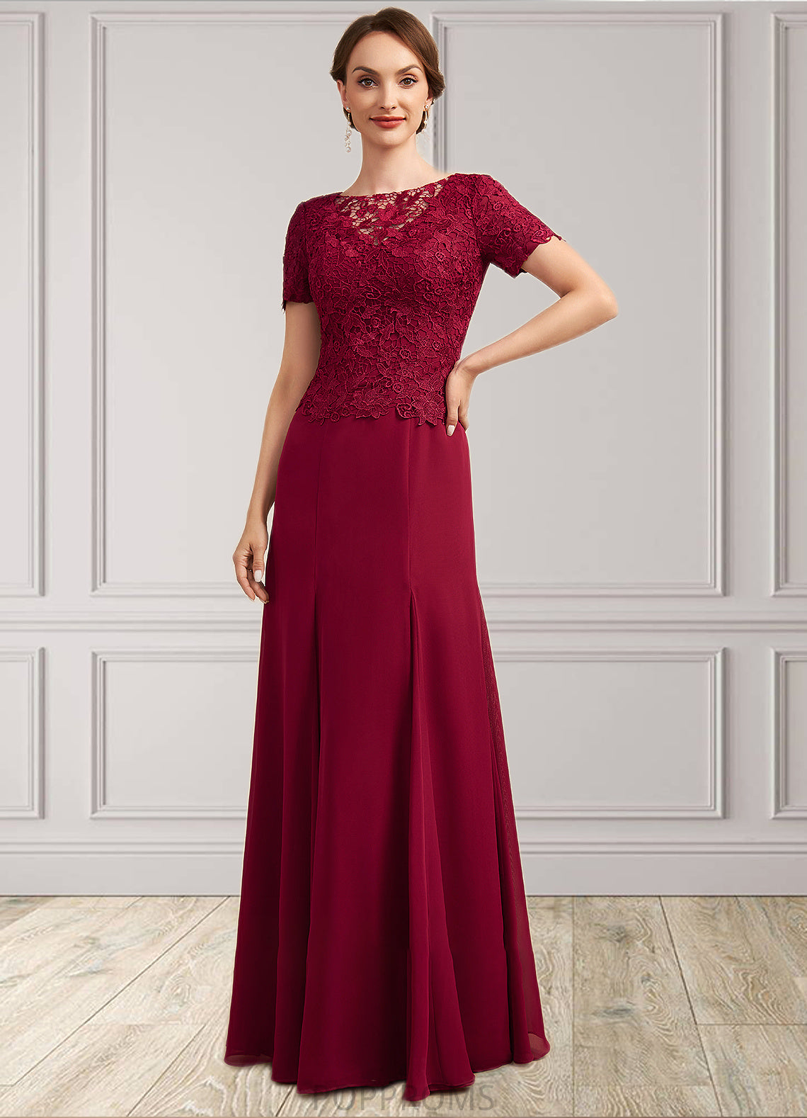 Aliana Trumpet/Mermaid Scoop Neck Floor-Length Chiffon Lace Mother of the Bride Dress PP6126P0014979