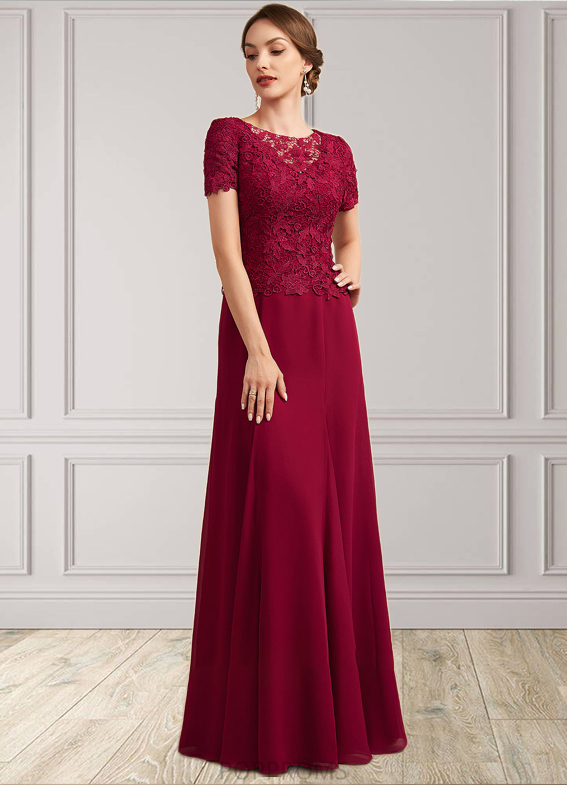 Aliana Trumpet/Mermaid Scoop Neck Floor-Length Chiffon Lace Mother of the Bride Dress PP6126P0014979