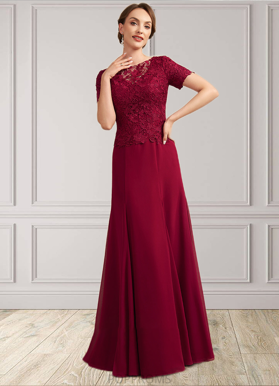 Aliana Trumpet/Mermaid Scoop Neck Floor-Length Chiffon Lace Mother of the Bride Dress PP6126P0014979