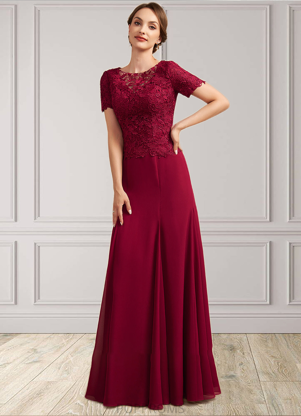 Aliana Trumpet/Mermaid Scoop Neck Floor-Length Chiffon Lace Mother of the Bride Dress PP6126P0014979