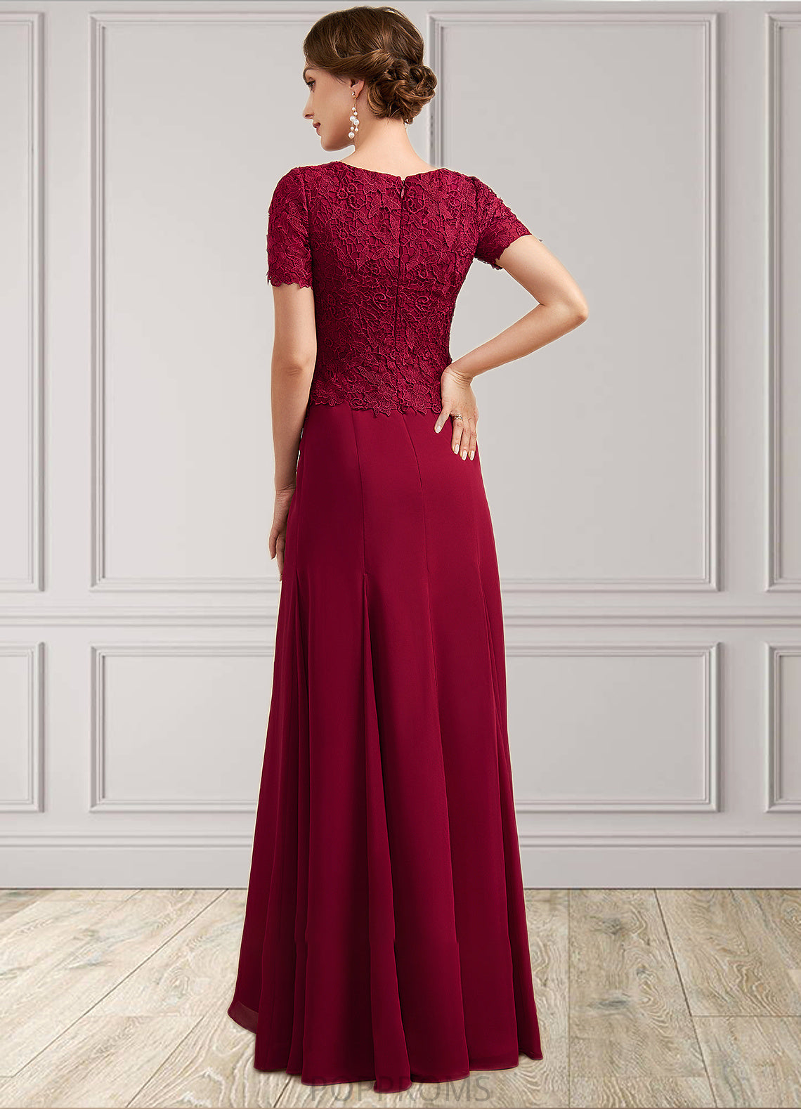 Aliana Trumpet/Mermaid Scoop Neck Floor-Length Chiffon Lace Mother of the Bride Dress PP6126P0014979