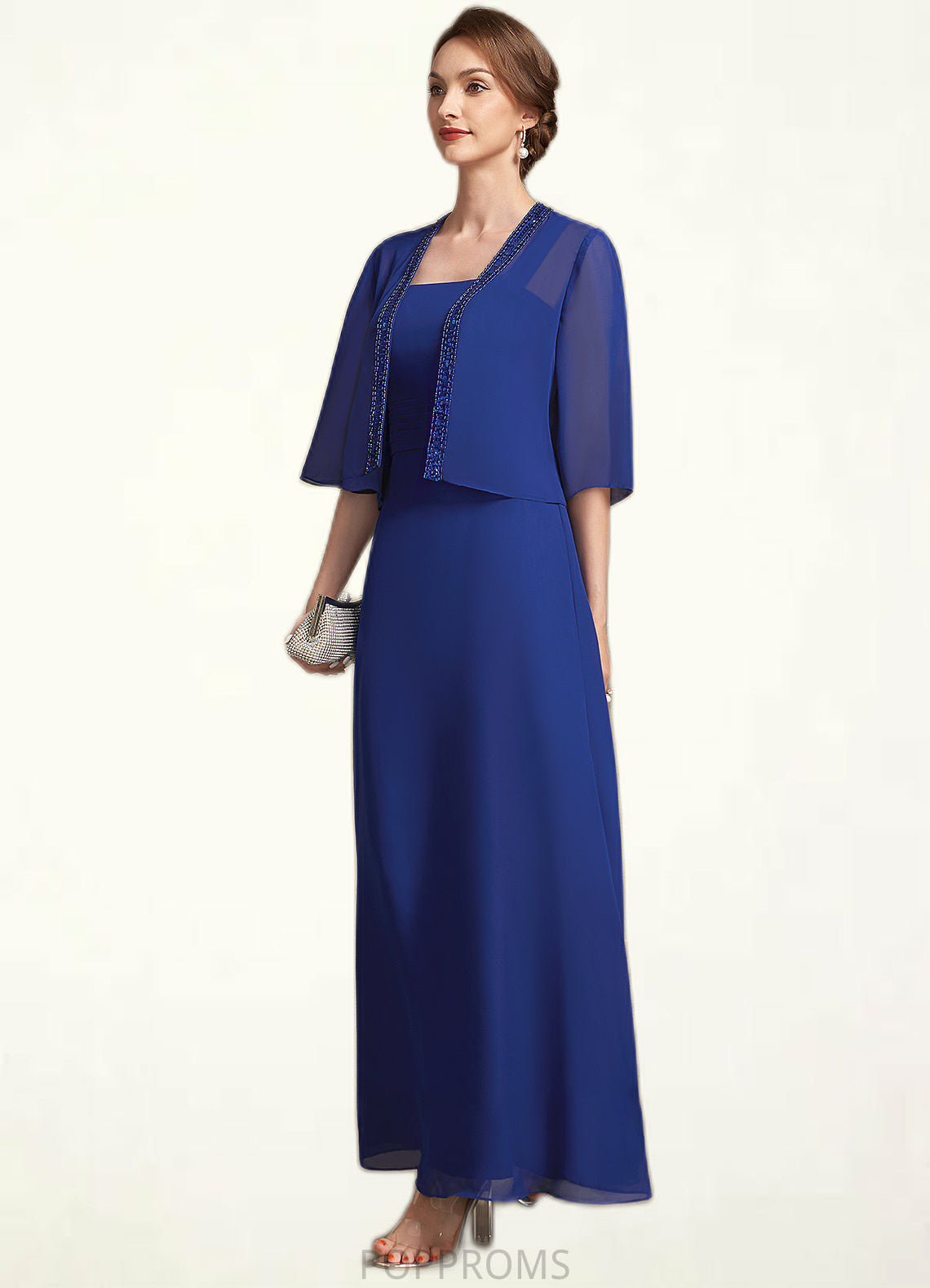 Hannah A-Line Square Neckline Ankle-Length Chiffon Mother of the Bride Dress With Ruffle PP6126P0014982