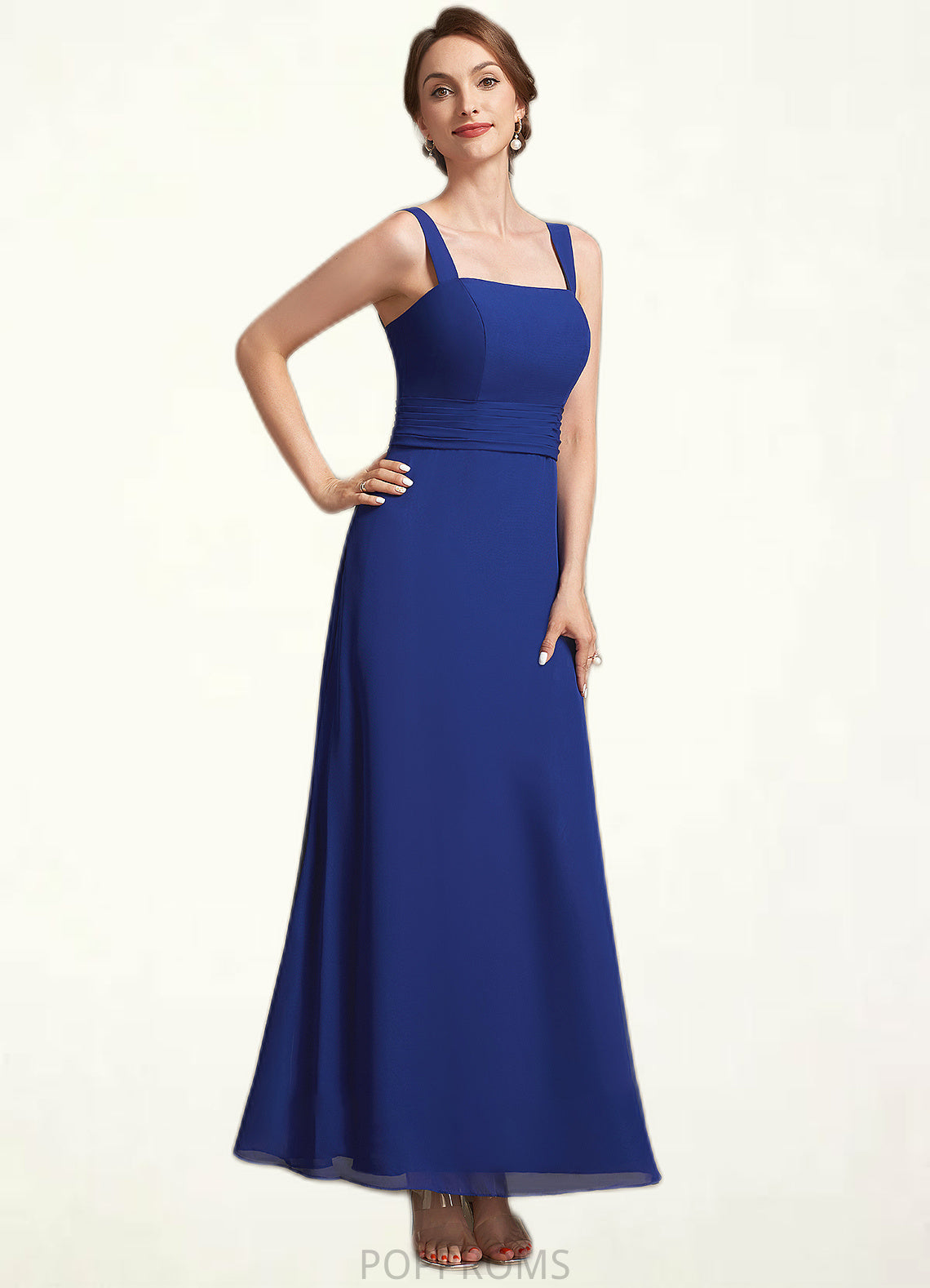 Hannah A-Line Square Neckline Ankle-Length Chiffon Mother of the Bride Dress With Ruffle PP6126P0014982