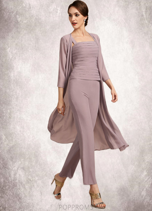 Sibyl Jumpsuit/Pantsuit Square Neckline Ankle-Length Chiffon Mother of the Bride Dress With Ruffle PP6126P0014984