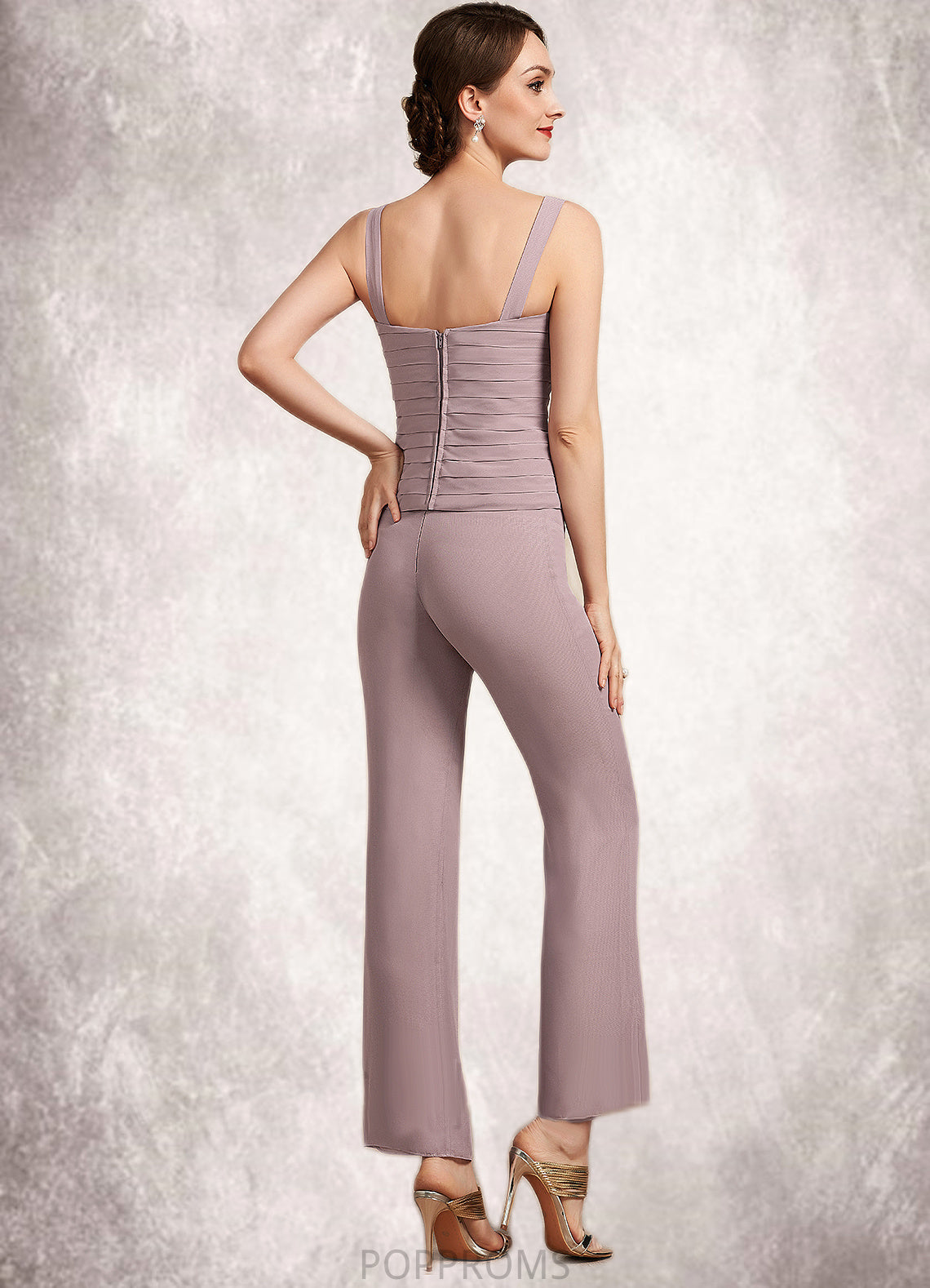 Sibyl Jumpsuit/Pantsuit Square Neckline Ankle-Length Chiffon Mother of the Bride Dress With Ruffle PP6126P0014984