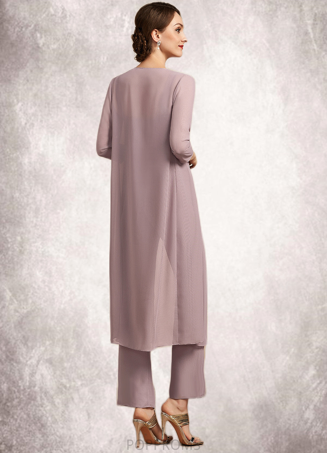 Sibyl Jumpsuit/Pantsuit Square Neckline Ankle-Length Chiffon Mother of the Bride Dress With Ruffle PP6126P0014984