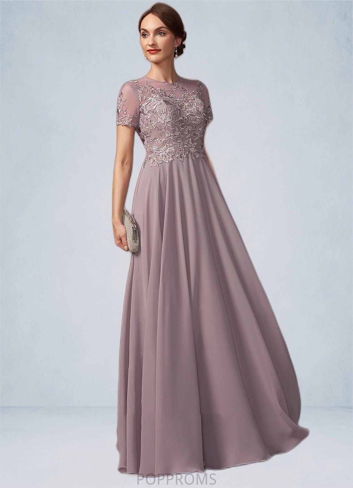 Janessa A-Line Scoop Neck Floor-Length Chiffon Lace Mother of the Bride Dress With Beading Sequins PP6126P0014987