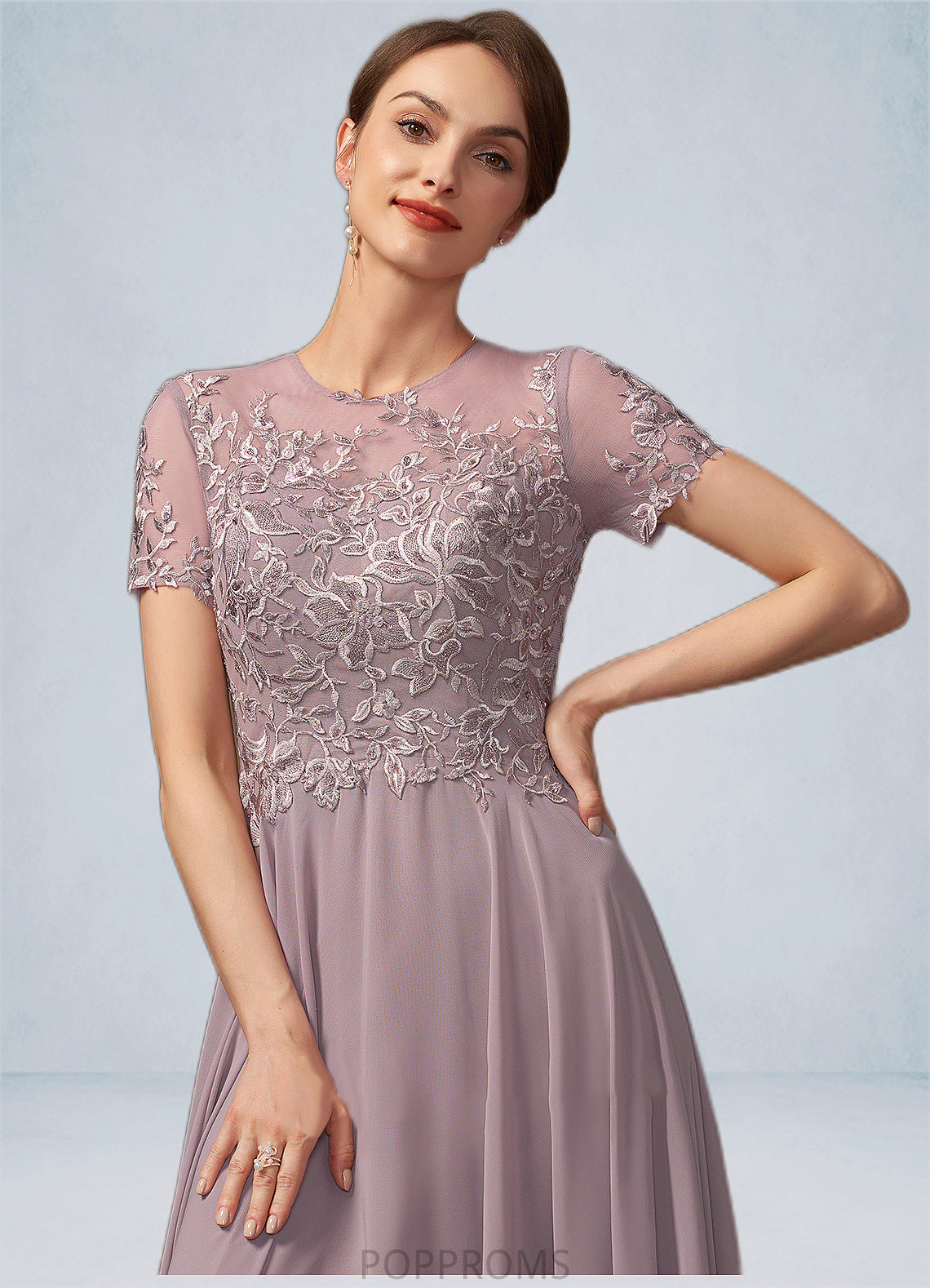 Janessa A-Line Scoop Neck Floor-Length Chiffon Lace Mother of the Bride Dress With Beading Sequins PP6126P0014987