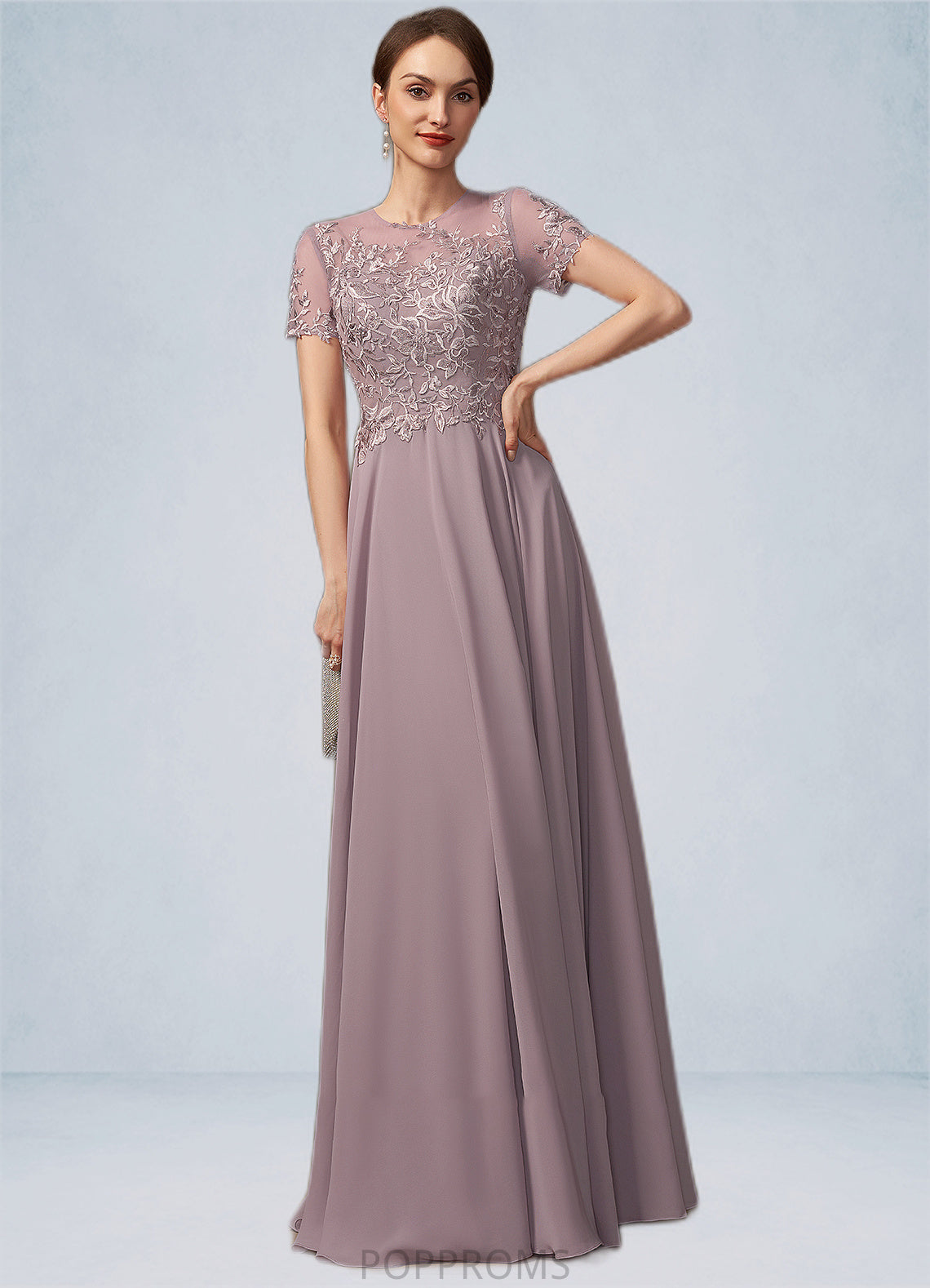 Janessa A-Line Scoop Neck Floor-Length Chiffon Lace Mother of the Bride Dress With Beading Sequins PP6126P0014987