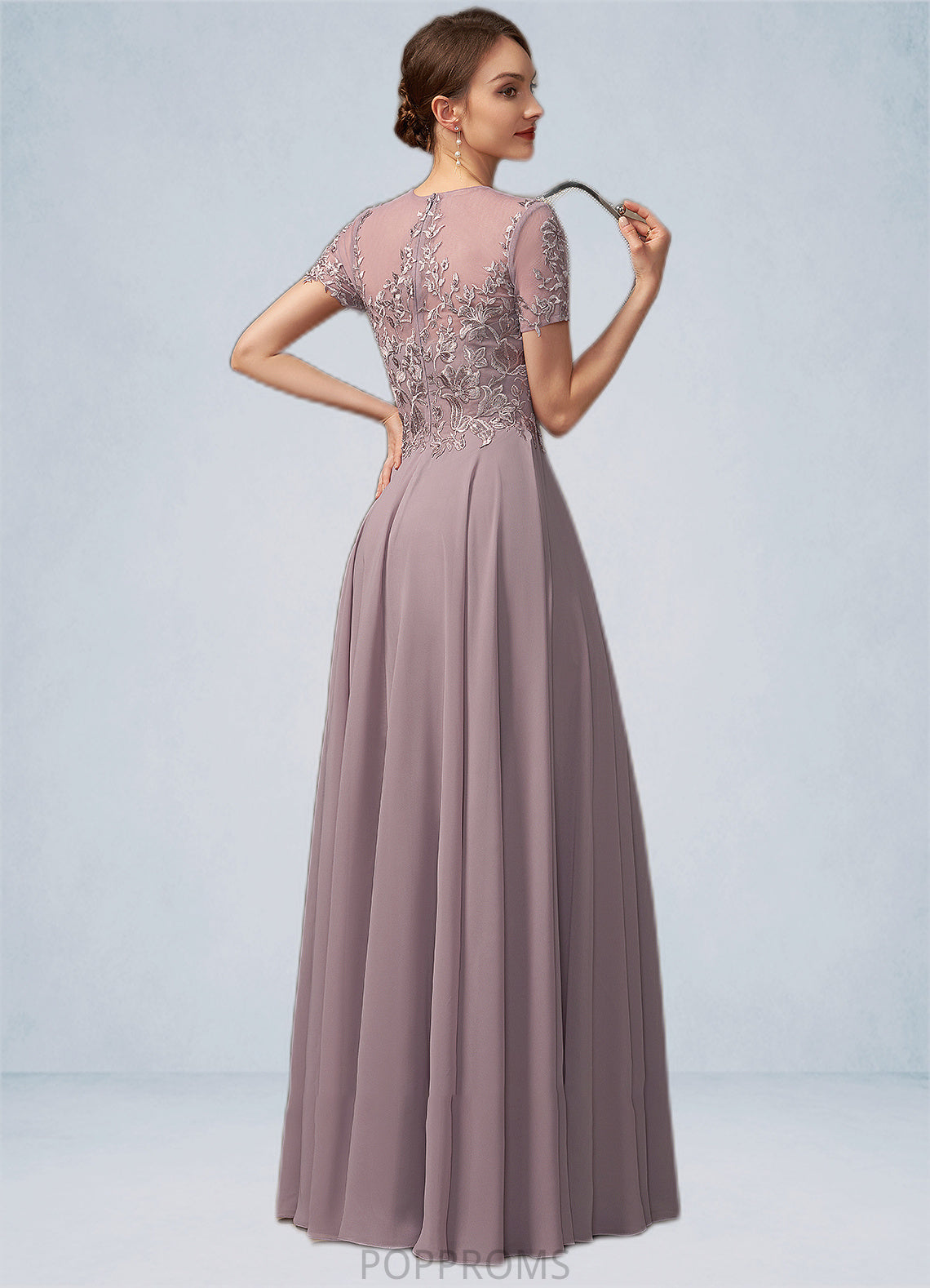 Janessa A-Line Scoop Neck Floor-Length Chiffon Lace Mother of the Bride Dress With Beading Sequins PP6126P0014987