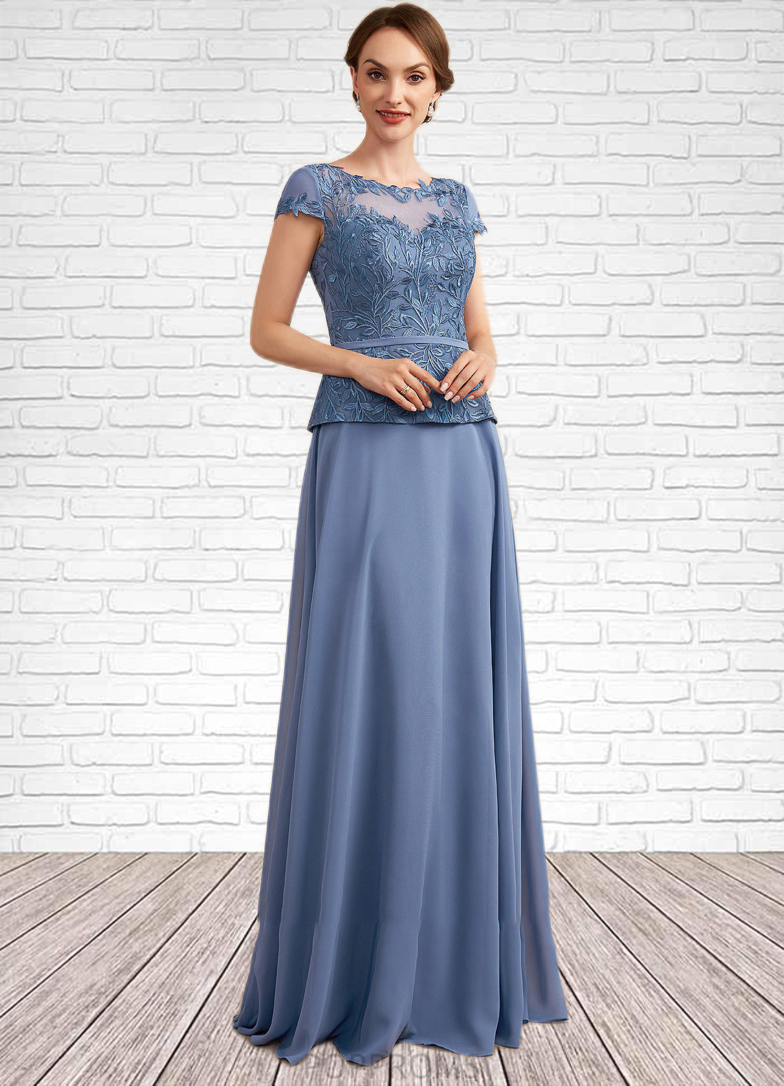 Jasmin A-Line Scoop Neck Floor-Length Chiffon Lace Mother of the Bride Dress PP6126P0014989