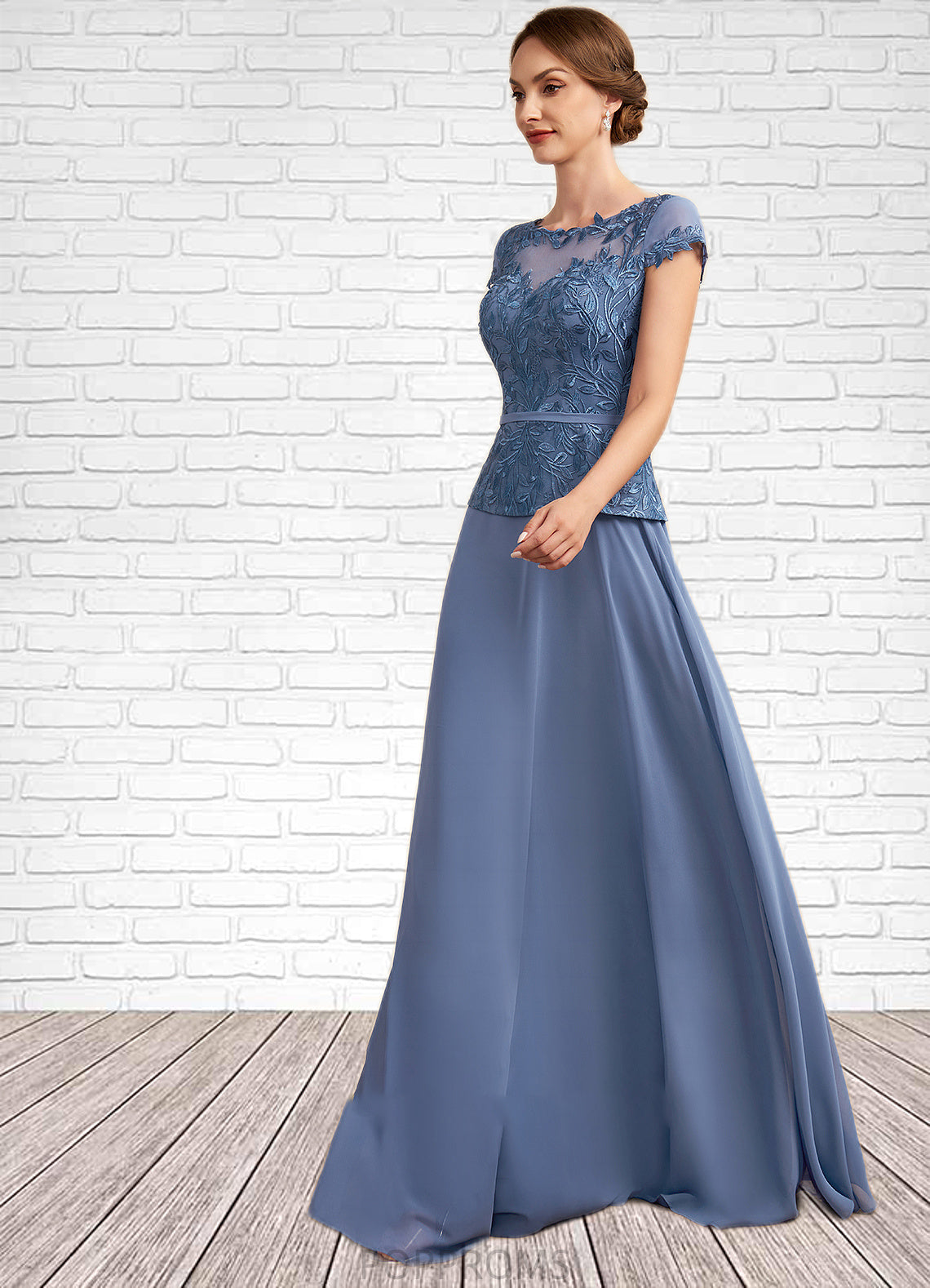 Jasmin A-Line Scoop Neck Floor-Length Chiffon Lace Mother of the Bride Dress PP6126P0014989