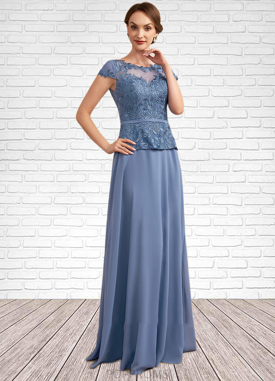 Jasmin A-Line Scoop Neck Floor-Length Chiffon Lace Mother of the Bride Dress PP6126P0014989