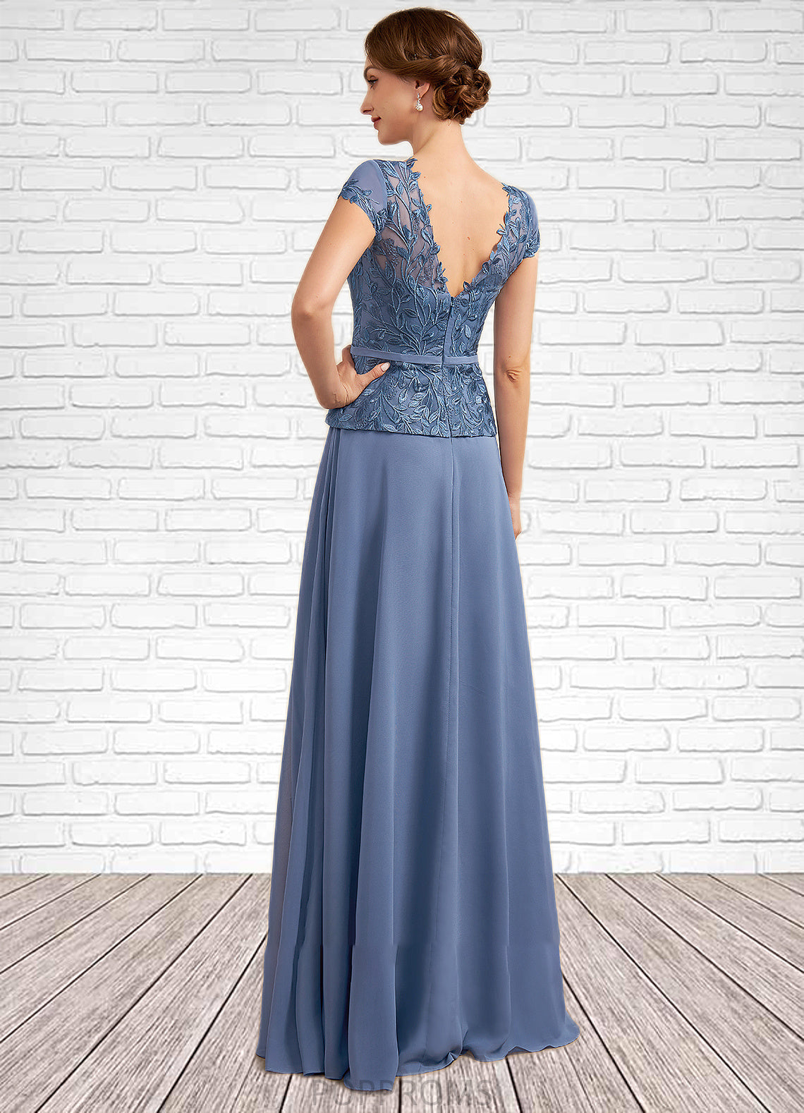 Jasmin A-Line Scoop Neck Floor-Length Chiffon Lace Mother of the Bride Dress PP6126P0014989