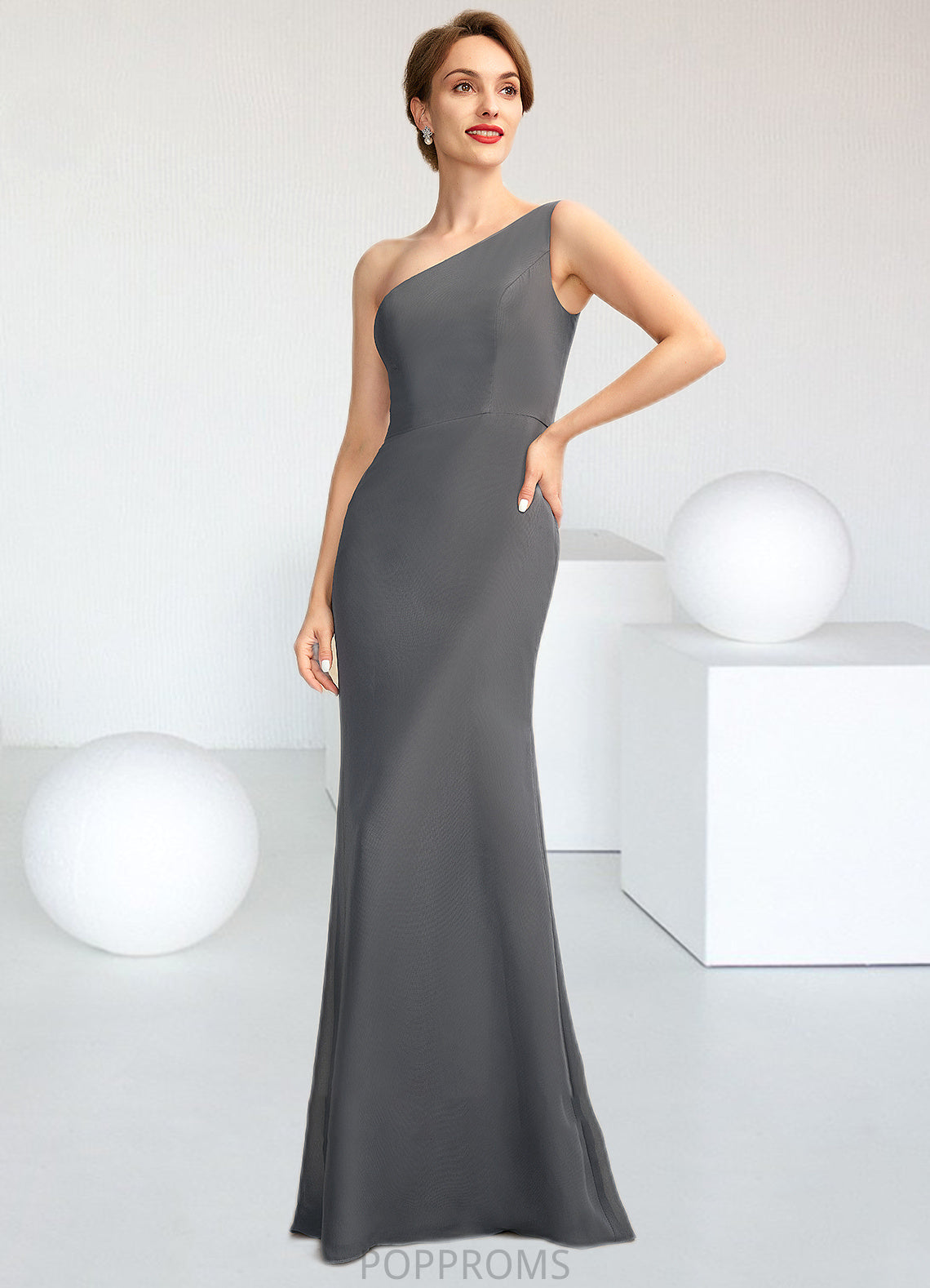 Lila Sheath/Column One-Shoulder Floor-Length Chiffon Mother of the Bride Dress PP6126P0014995