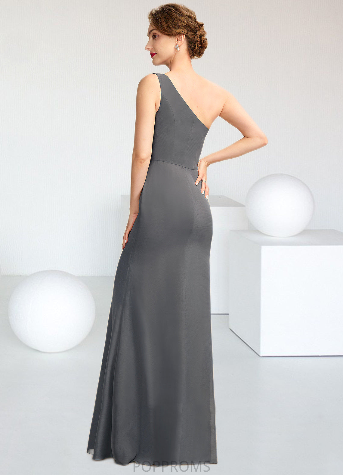 Lila Sheath/Column One-Shoulder Floor-Length Chiffon Mother of the Bride Dress PP6126P0014995