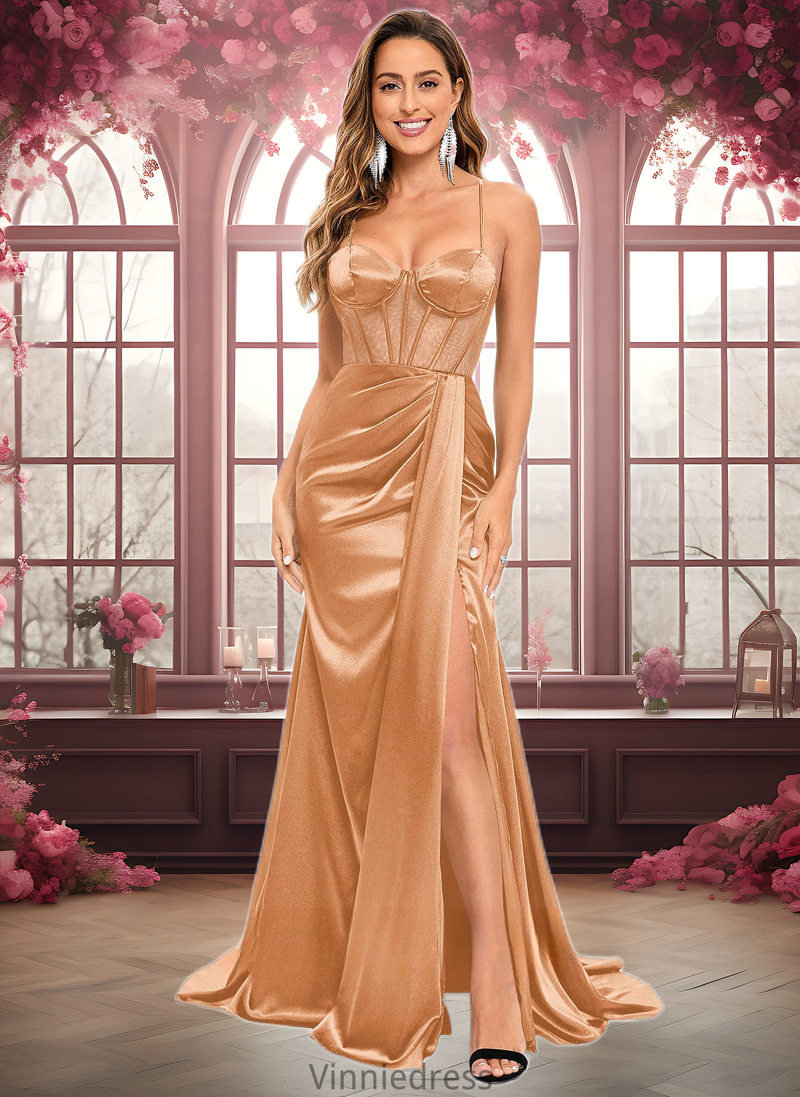 Isabelle Trumpet/Mermaid Sweetheart Sweep Train Stretch Satin Prom Dresses PP6P0025836