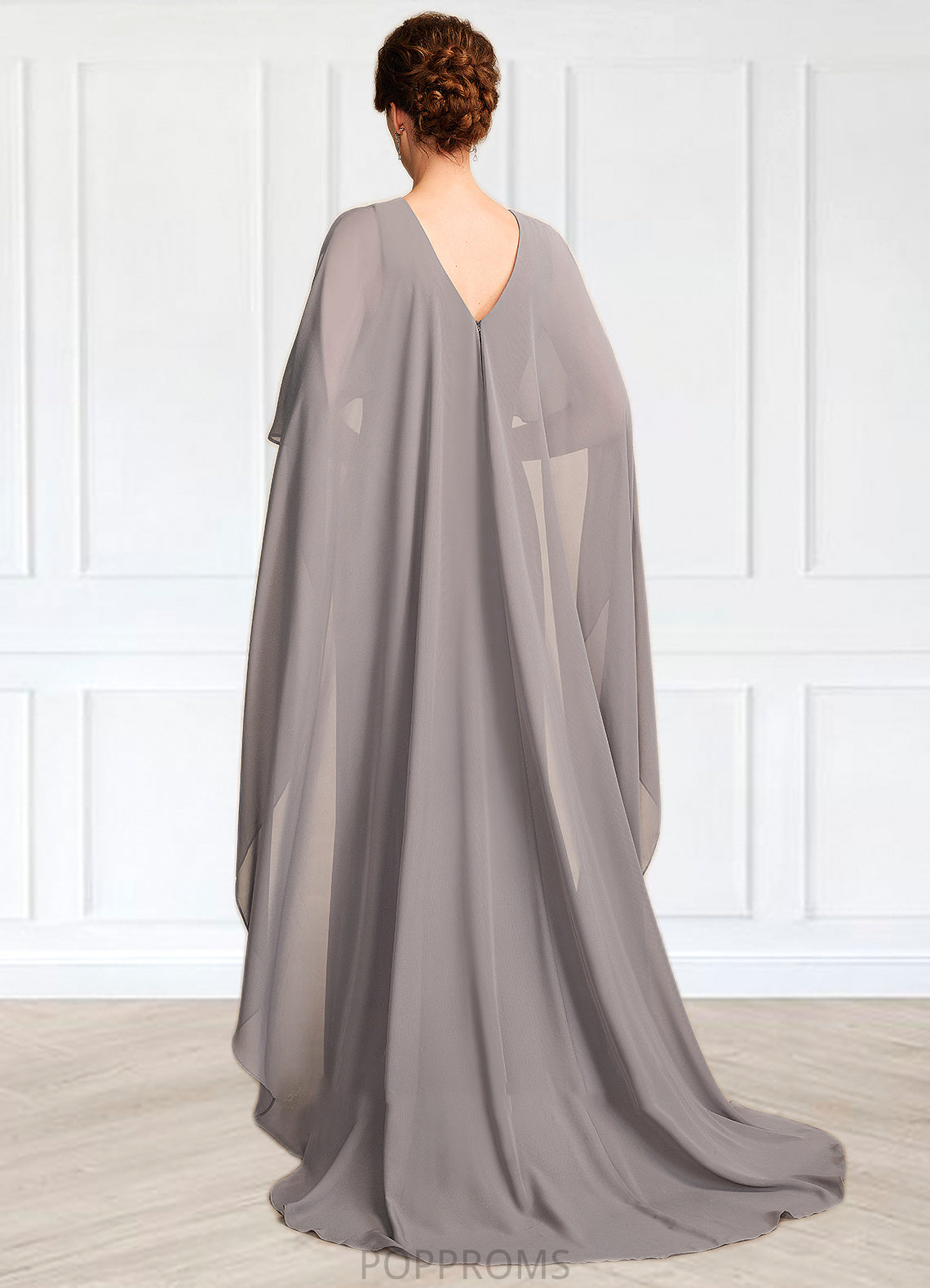 Savanna Sheath/Column Scoop Neck Sweep Train Chiffon Mother of the Bride Dress With Split Front PP6126P0015000