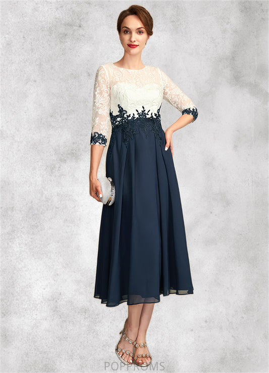 Renata A-Line Scoop Neck Tea-Length Chiffon Lace Mother of the Bride Dress PP6126P0015002